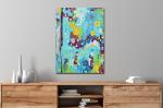Buy Modern Art - Modern Flower Painting in Turquoise and Yellow - Abstract No. 1411
